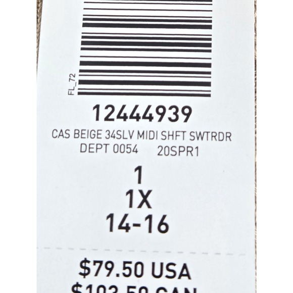 Torrid Knit‎ Sweater Dress Women Size 1X Beige 3/4 Sleeve Boho Stretch Long NEW - Picture 11 of 13